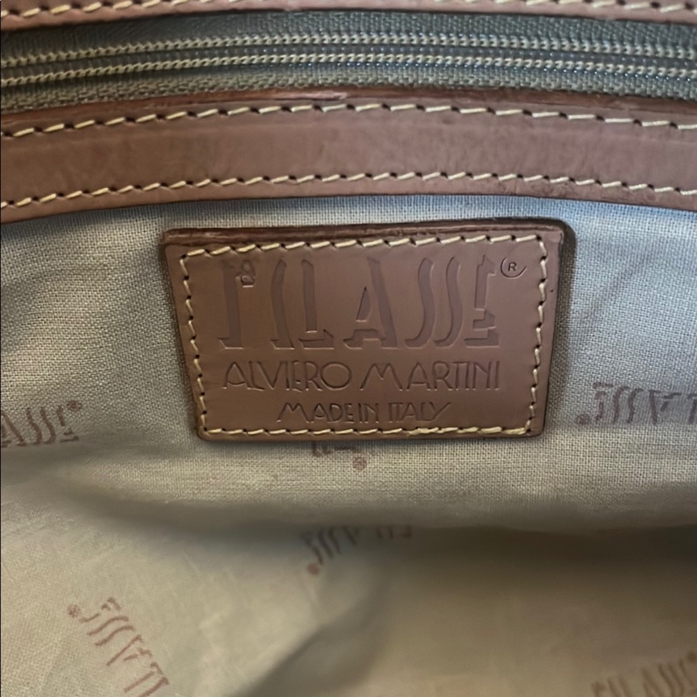 Prima Classe Vintage Map Print Brown Leather Duffel Bag - Picture 10 of 12